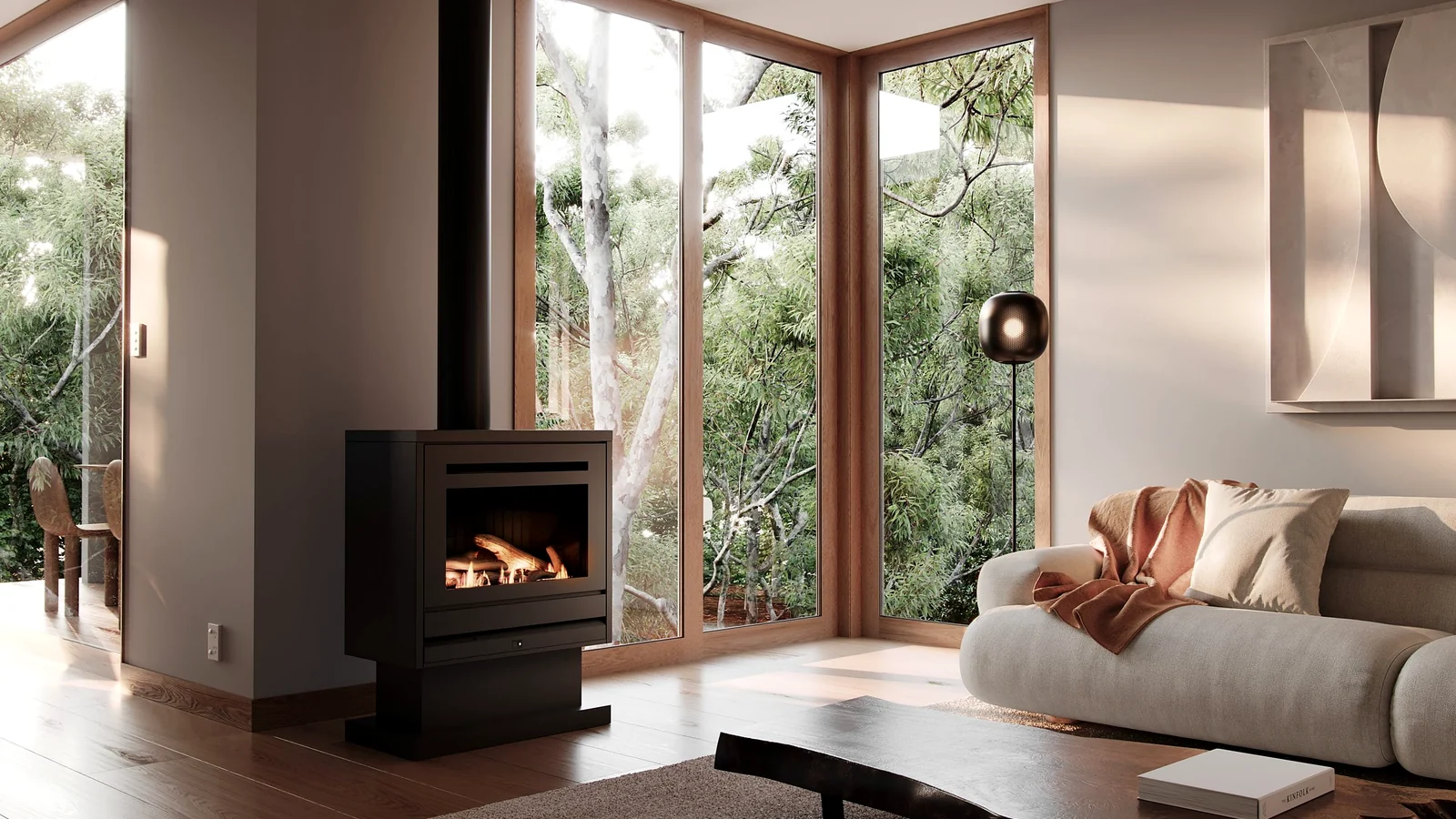 Modern gas fireplace installation requiring brand, model and fuel identification in Gauteng