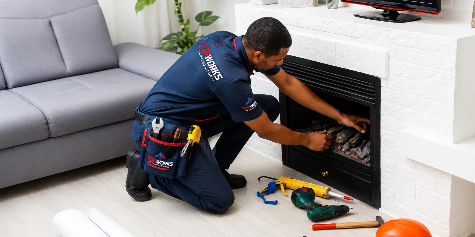 Topworks gas fireplace technician serving Midstream